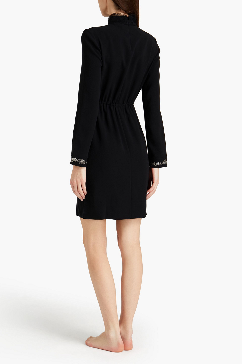 Shop La Perla Lace-trimmed Stretch-silk Crepe Night Dress In Black