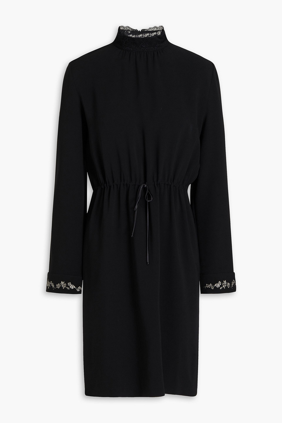 La Perla Lace-trimmed Stretch-silk Crepe Night Dress In Black