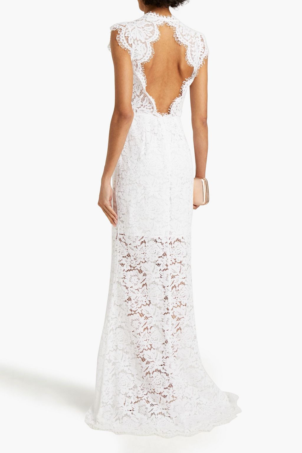 RACHEL ZOE Open-back corded lace gown
