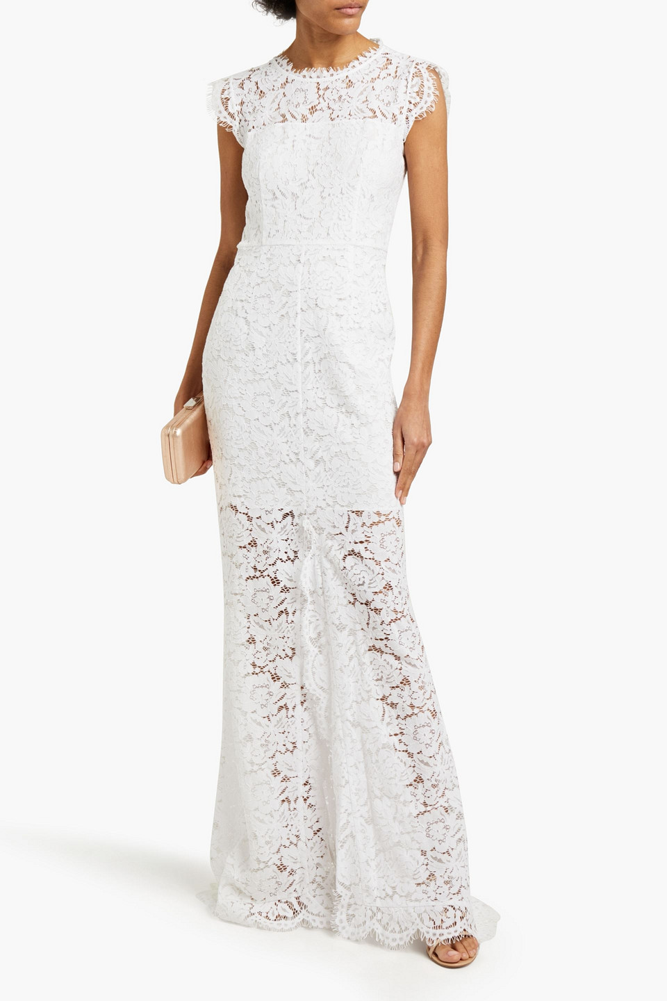 Rachel Zoe Open-back Corded Lace Gown In White