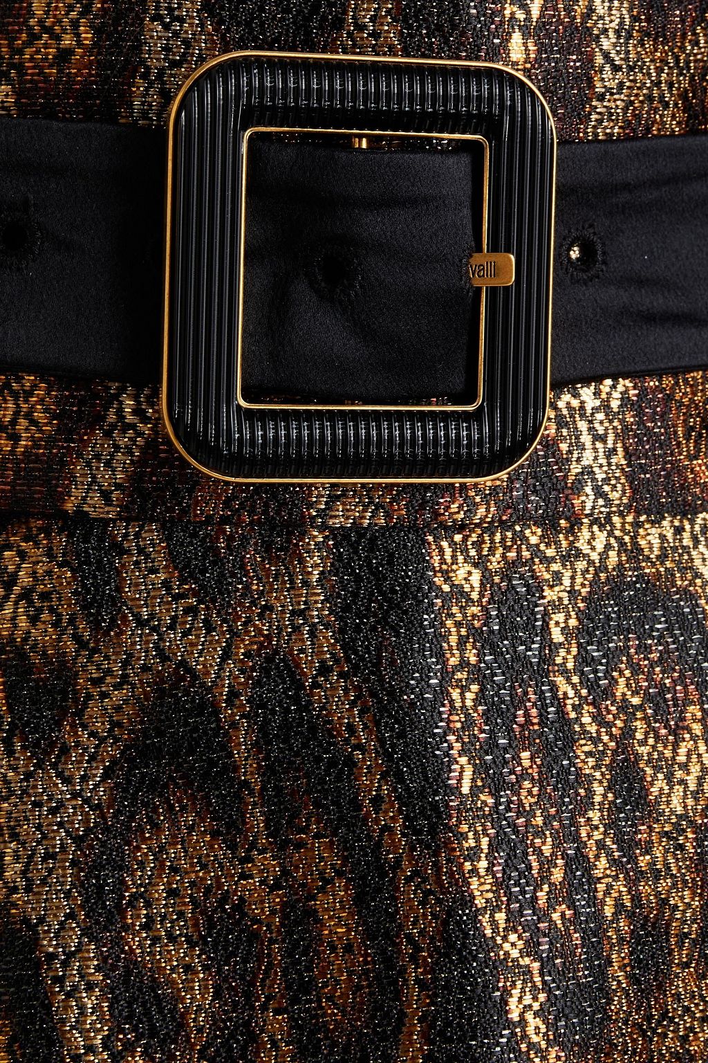 ROBERTO CAVALLI Belted metallic leopard-jacquard mini skirt