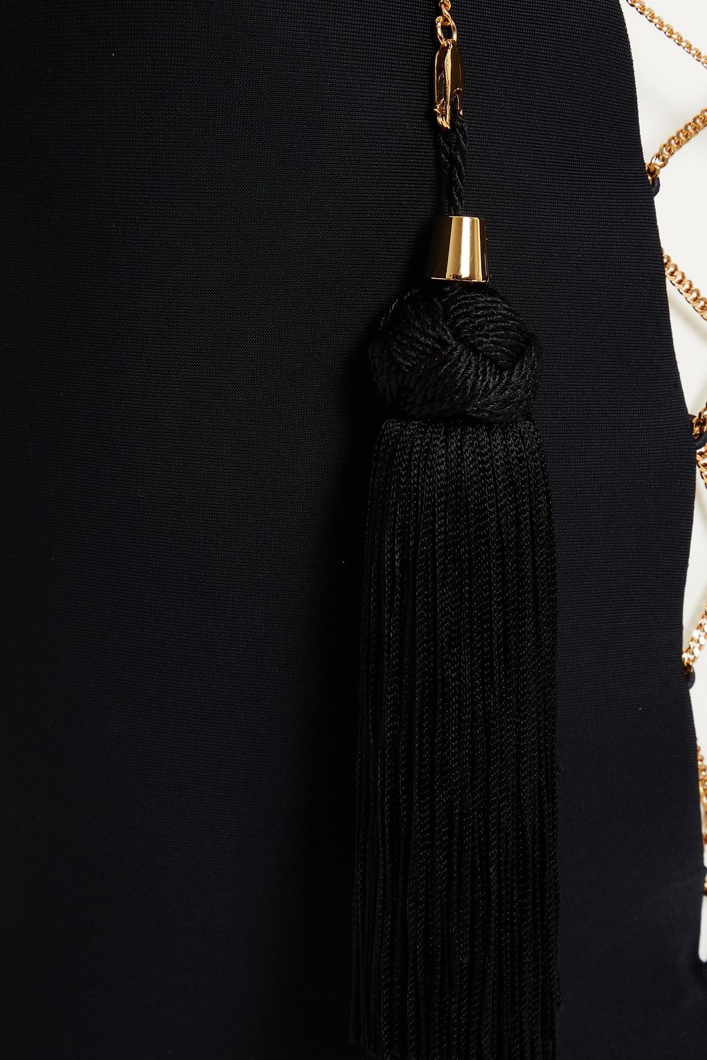 ROBERTO CAVALLI Chain-trimmed tasseled swimsuit