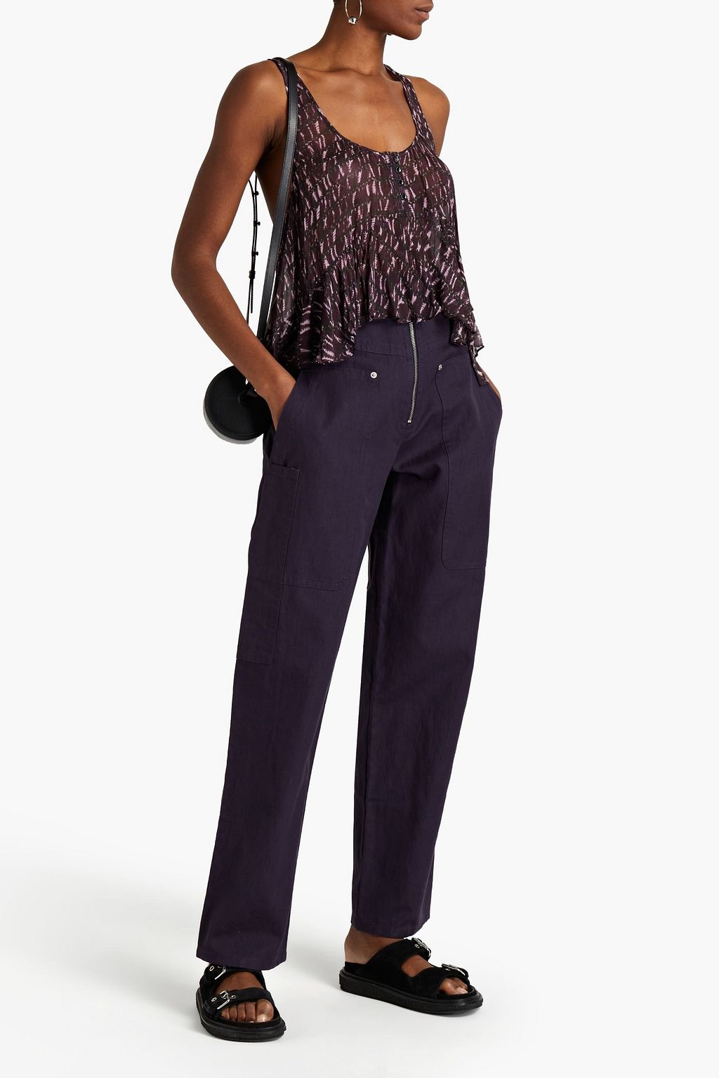 MARANT ÉTOILE Paggy cotton and linen-blend canvas straight-leg pants