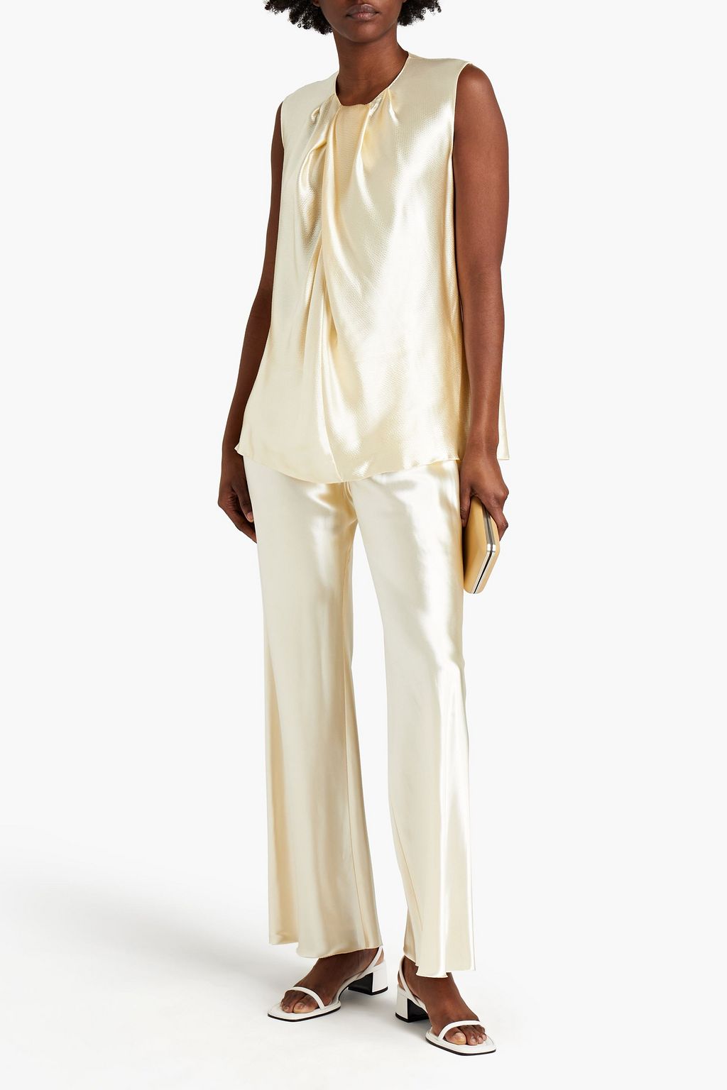 Ecru Gala satin wide-leg pants | Sale 