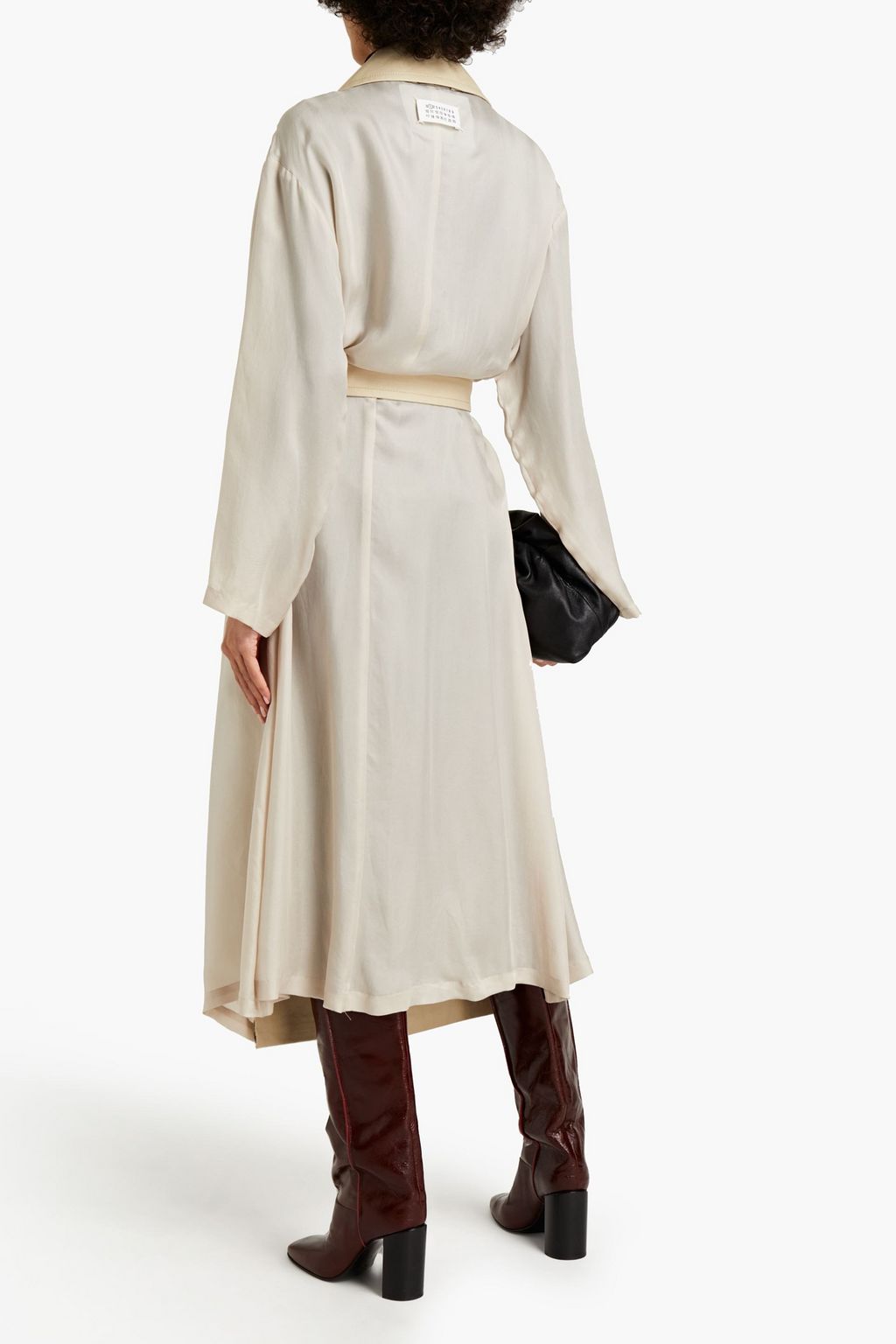 MAISON MARGIELA Charmeuse-paneled double-breasted cotton-gabardine trench coat