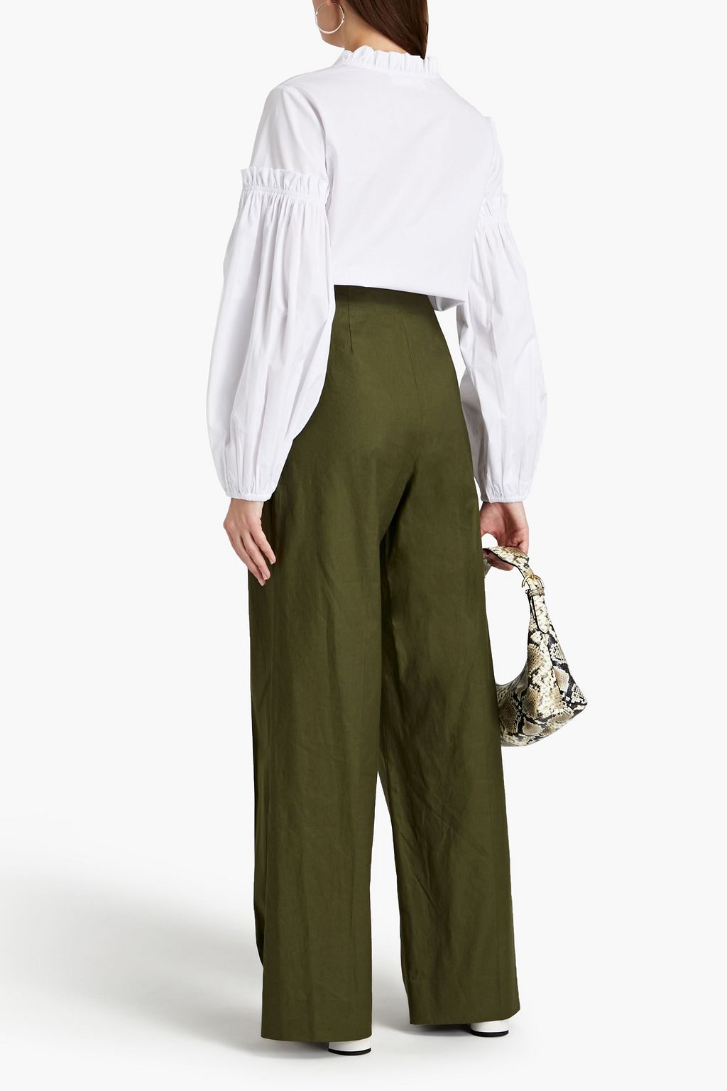7 FOR ALL MANKIND Pleated linen-blend twill wide-leg pants