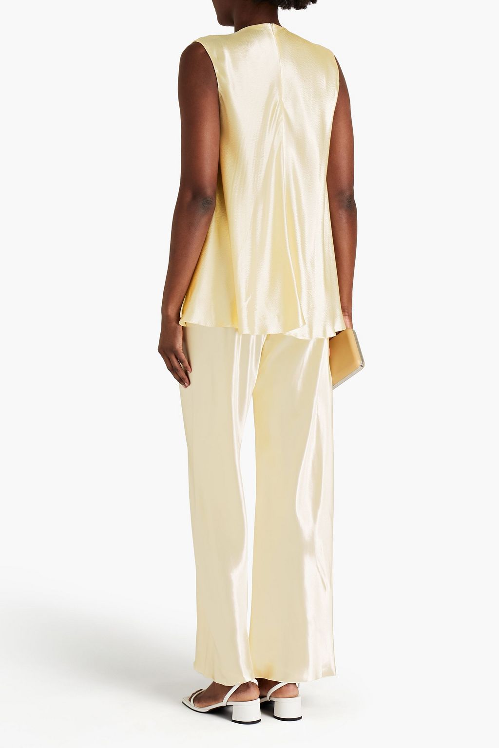THE ROW Shira pleated hammered-satin top