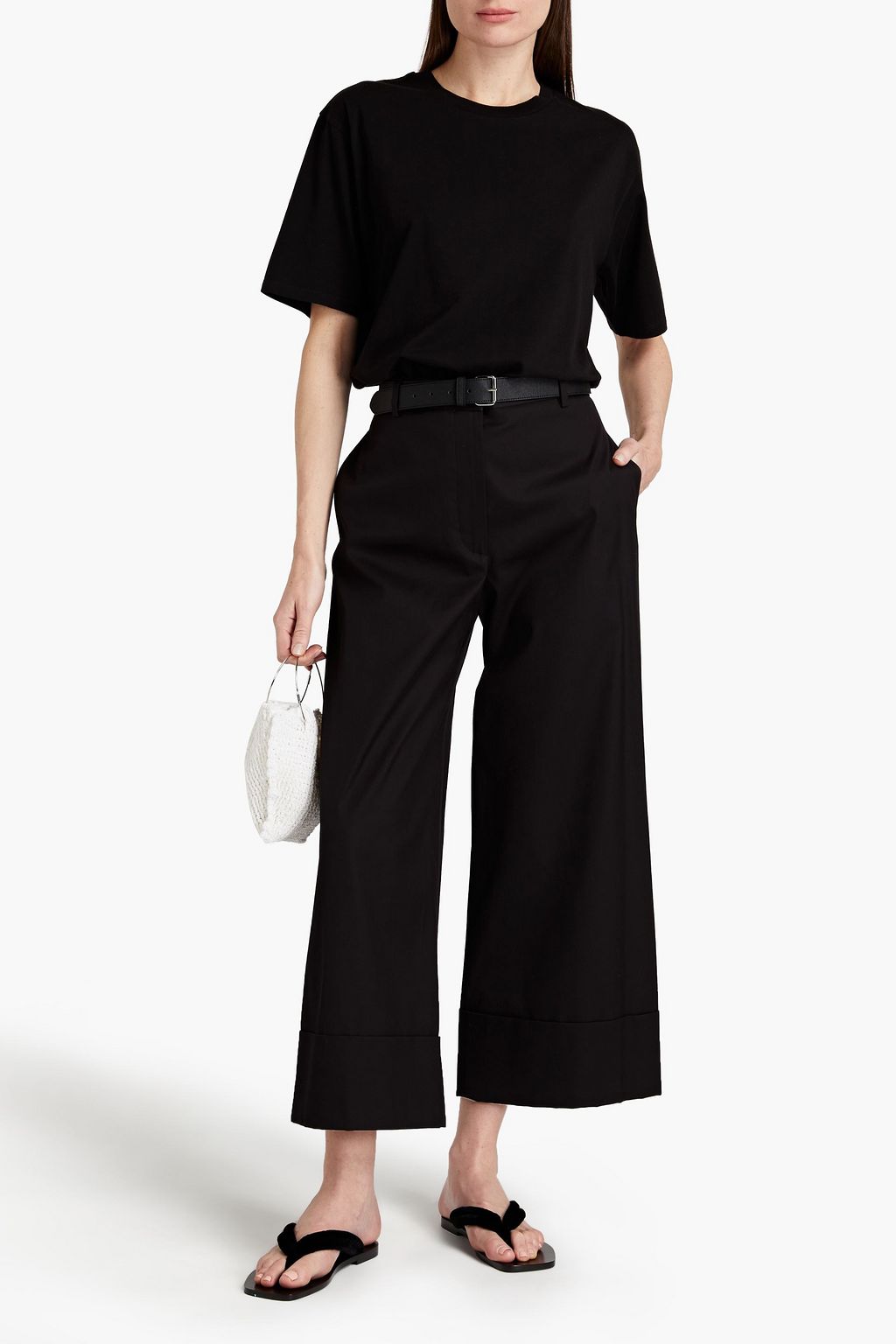 THE ROW Carter cropped cotton-twill wide-leg pants
