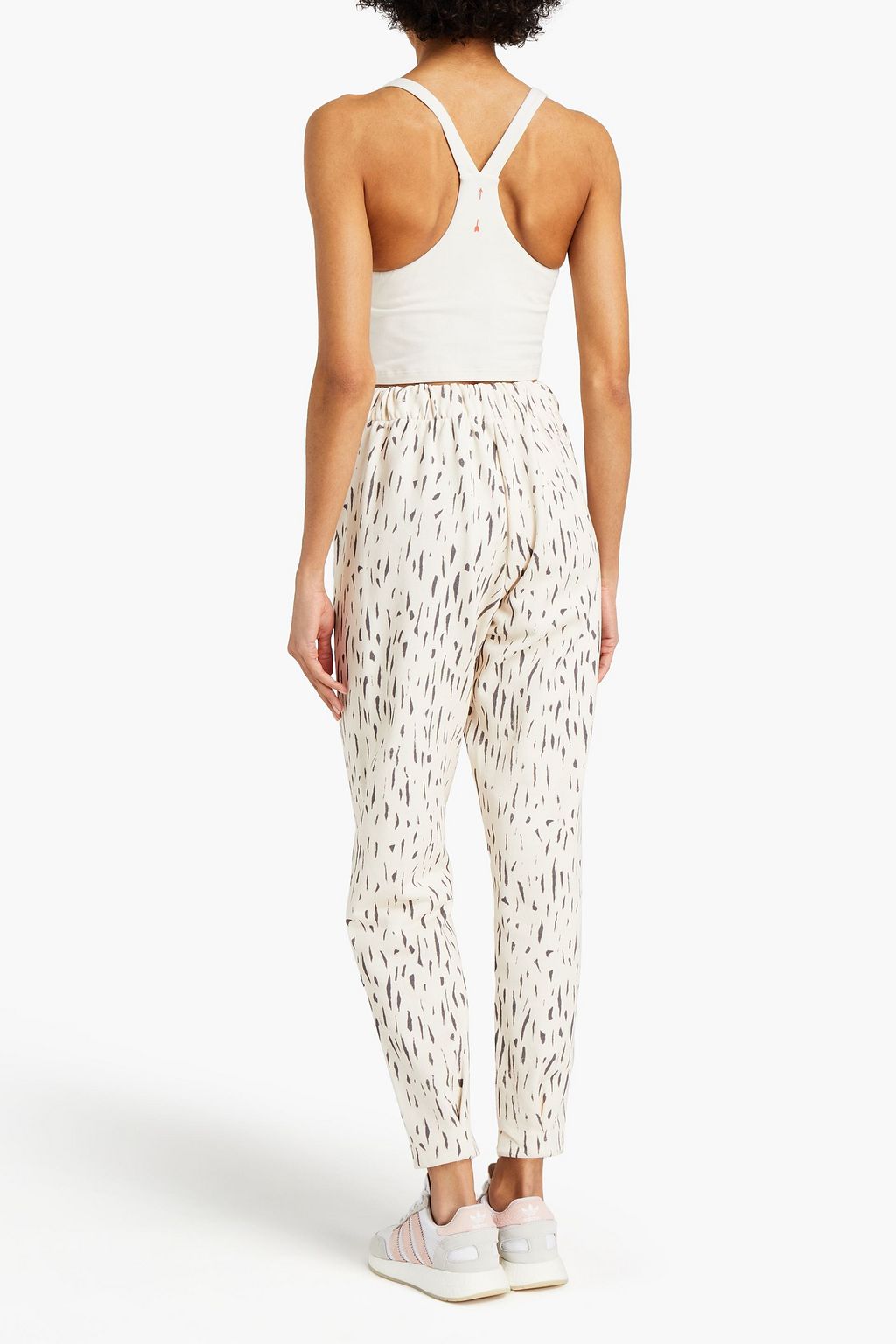 THE UPSIDE Cropped printed stretch-cotton jersey top
