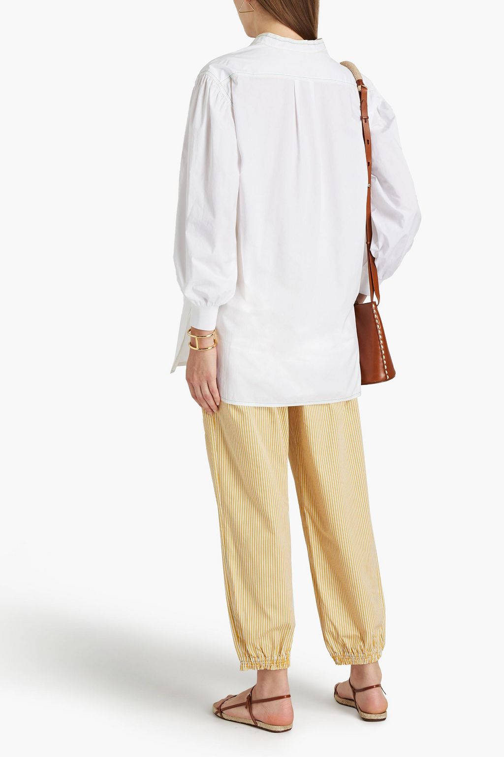 TORY BURCH Embroidered cotton-poplin tunic