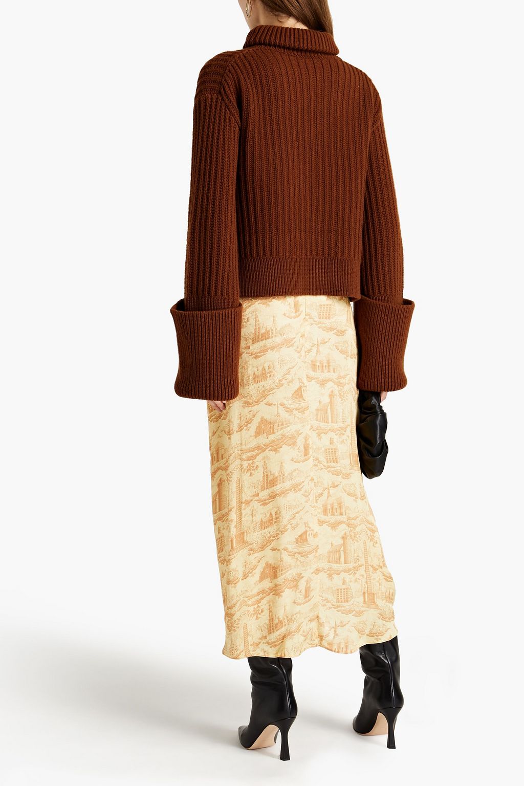 SAMSØE Φ SAMSØE Ruched printed hammered-satin skirt