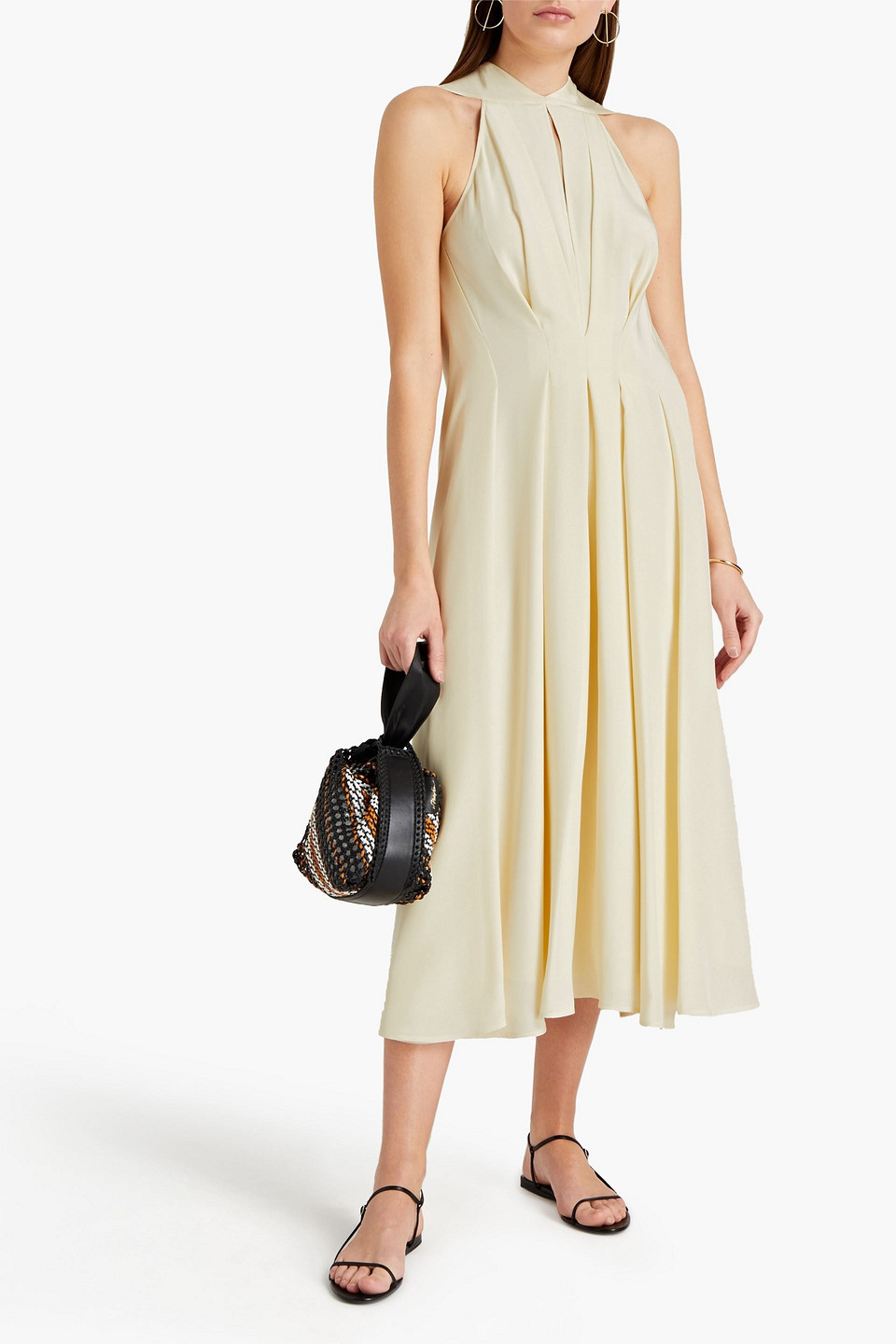 Victoria Beckham Pleated Silk-satin Crepe Midi Dress | ModeSens