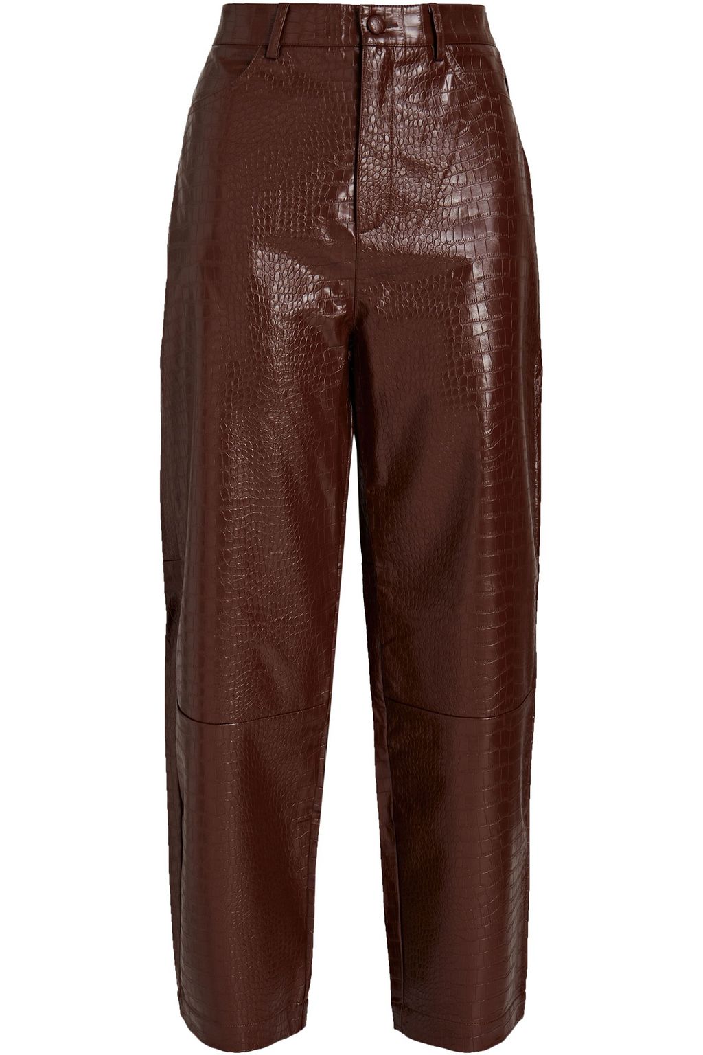 Brown Myla cropped faux croc-effect 