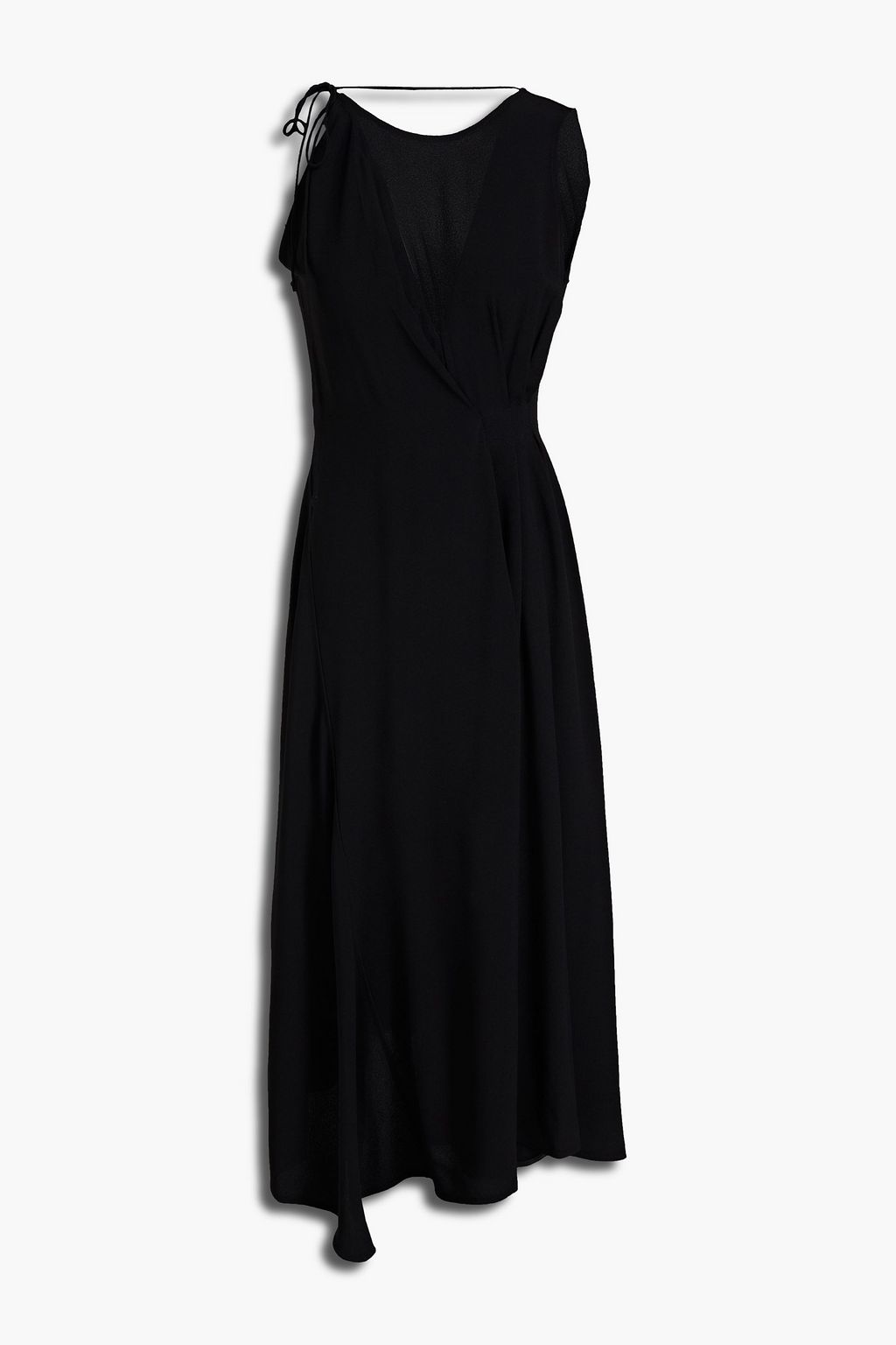 victoria beckham pleated crepe midi dress Victoria Beckham Pleated Crepe Midi Dress In Black