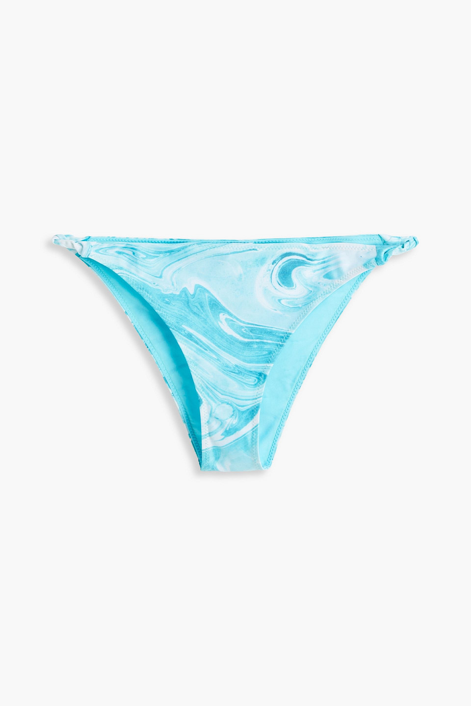 Ganni Twisted Printed Low-rise Bikini Briefs In Turquoise