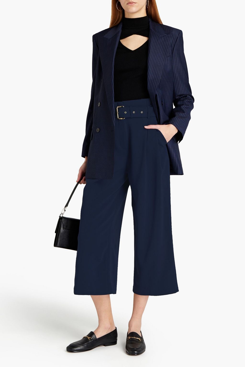 MICHAEL MICHAEL KORS Pleated belted crepe culottes