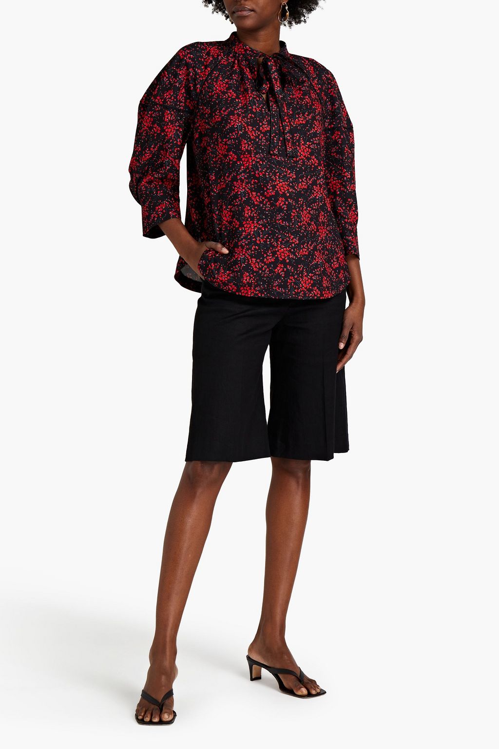 SEE BY CHLOÉ Gathered printed crepe blouse
