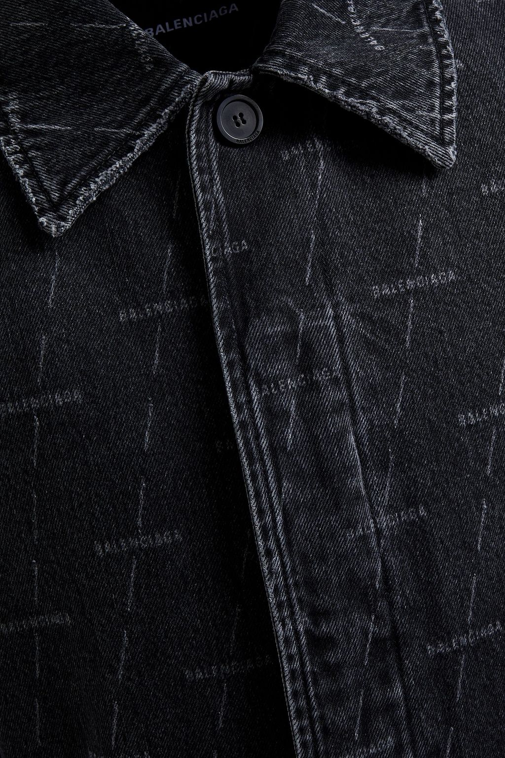 BALENCIAGA Belted printed denim coat
