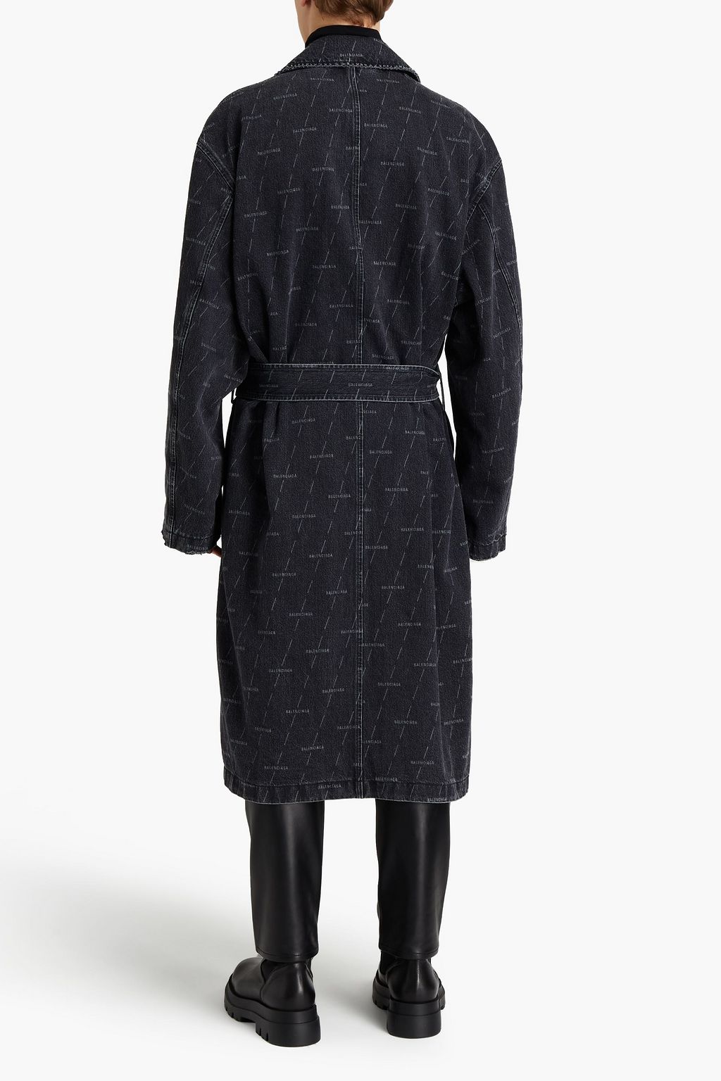 BALENCIAGA Belted printed denim coat