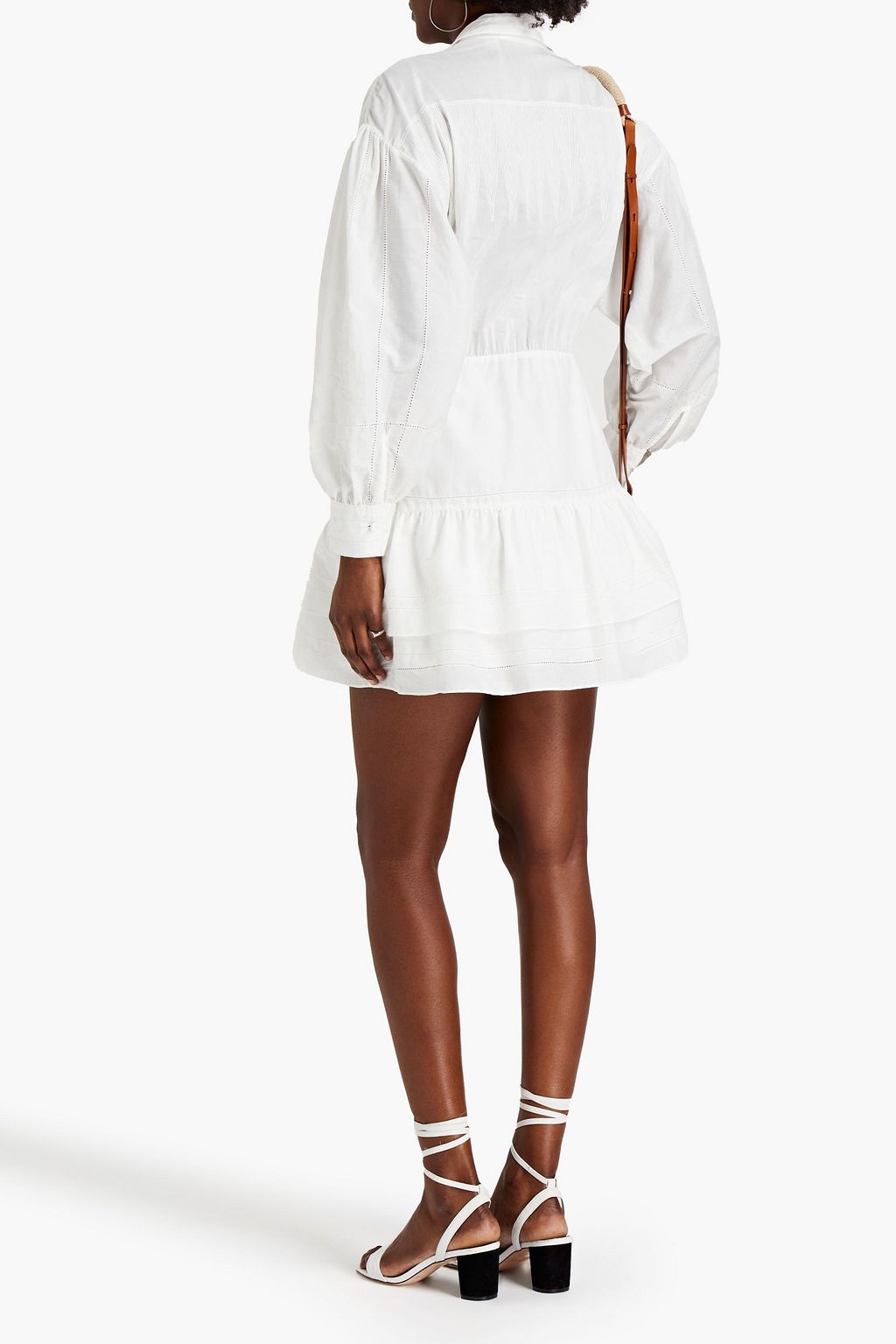 IRO Josey embroidered cotton and silk-blend poplin mini shirt dress