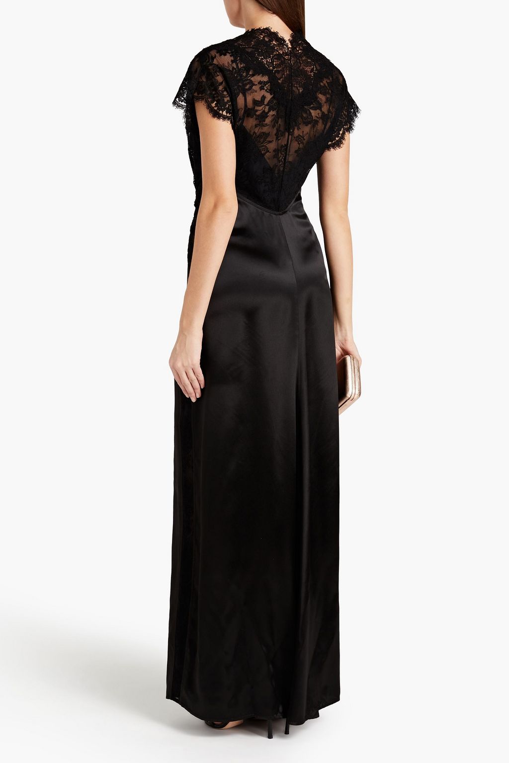 VICTORIA BECKHAM Lace-paneled pleated satin gown