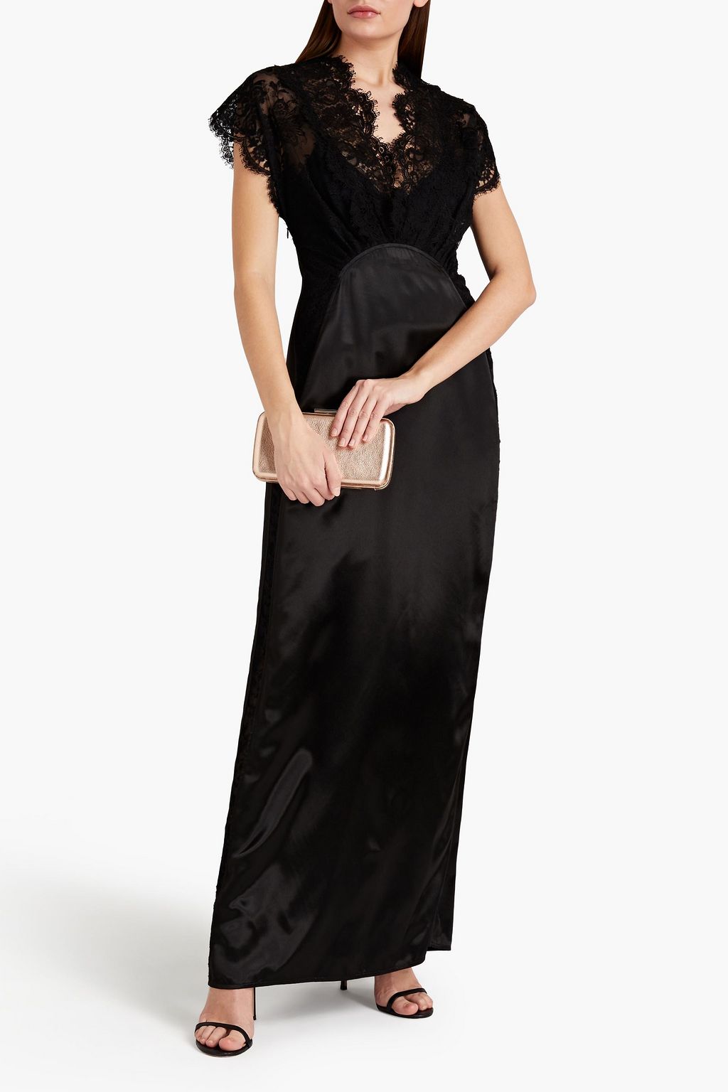 VICTORIA BECKHAM Lace-paneled pleated satin gown