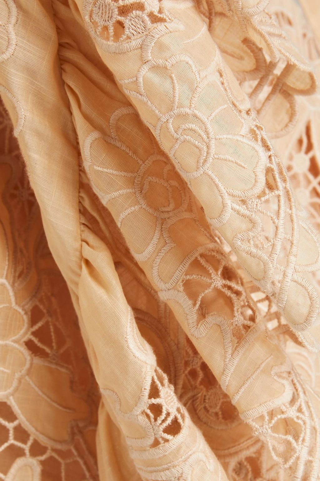 ZIMMERMANN Ruffled gathered broderie anglaise cotton midi wrap skirt