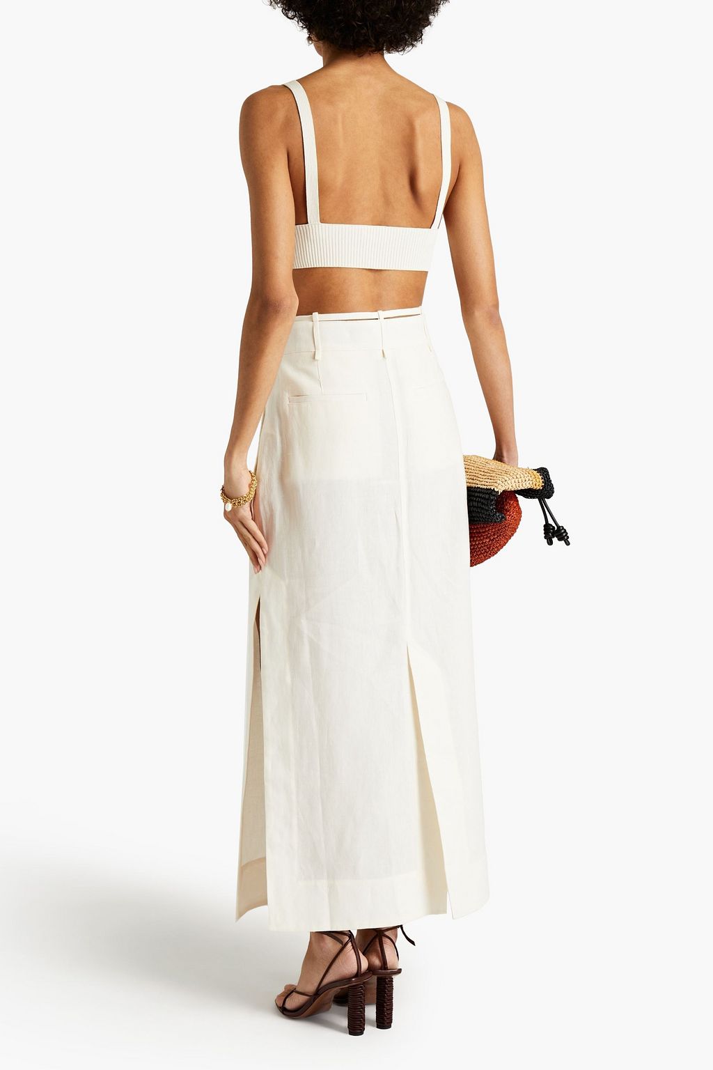 JACQUEMUS La Jupe Terraio belted linen maxi skirt