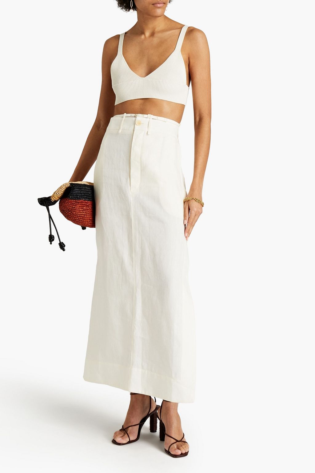 JACQUEMUS La Jupe Terraio belted linen maxi skirt