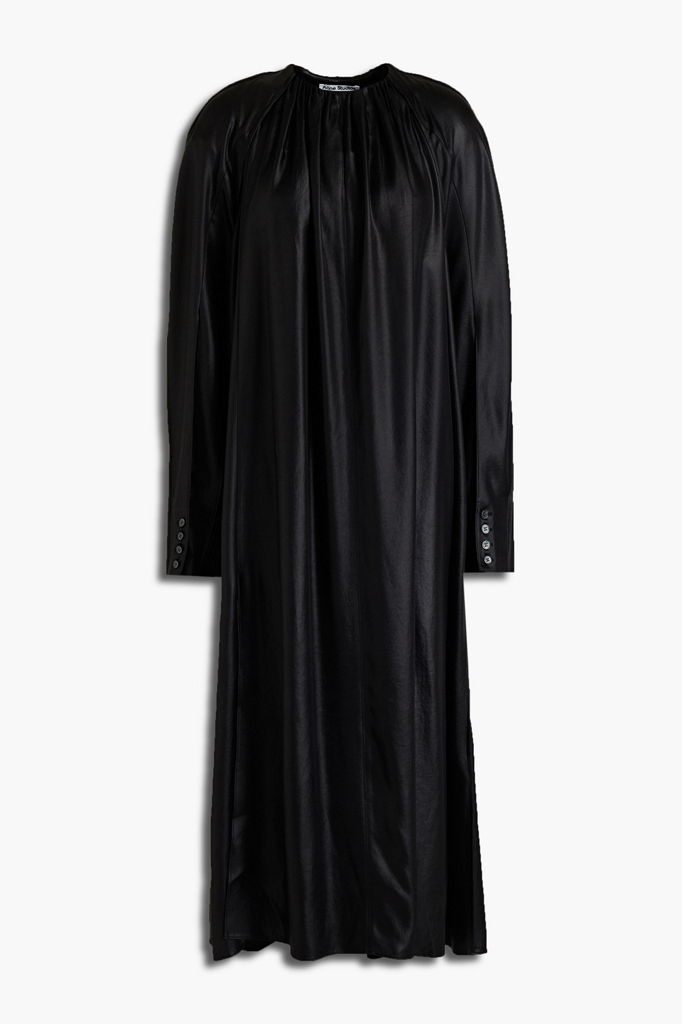 Gathered satin midi dress