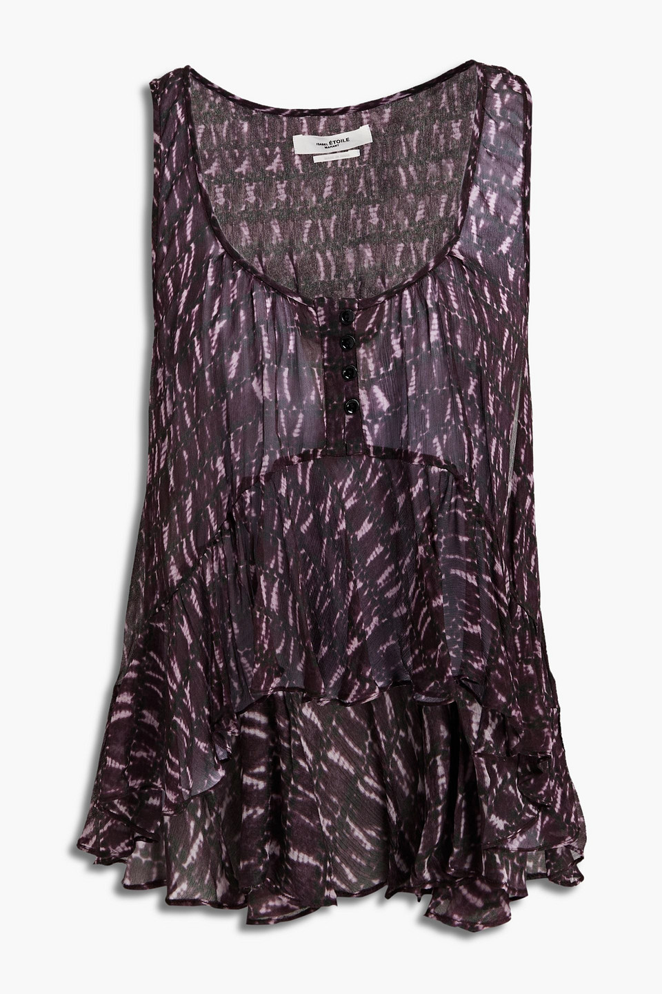 Isabel Marant Étoile Sliema Asymmetric Tie-dyed Georgette Top In Dark Purple