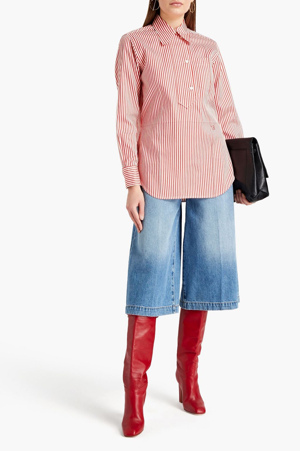 VICTORIA BECKHAM Striped cotton and silk-blend shirt