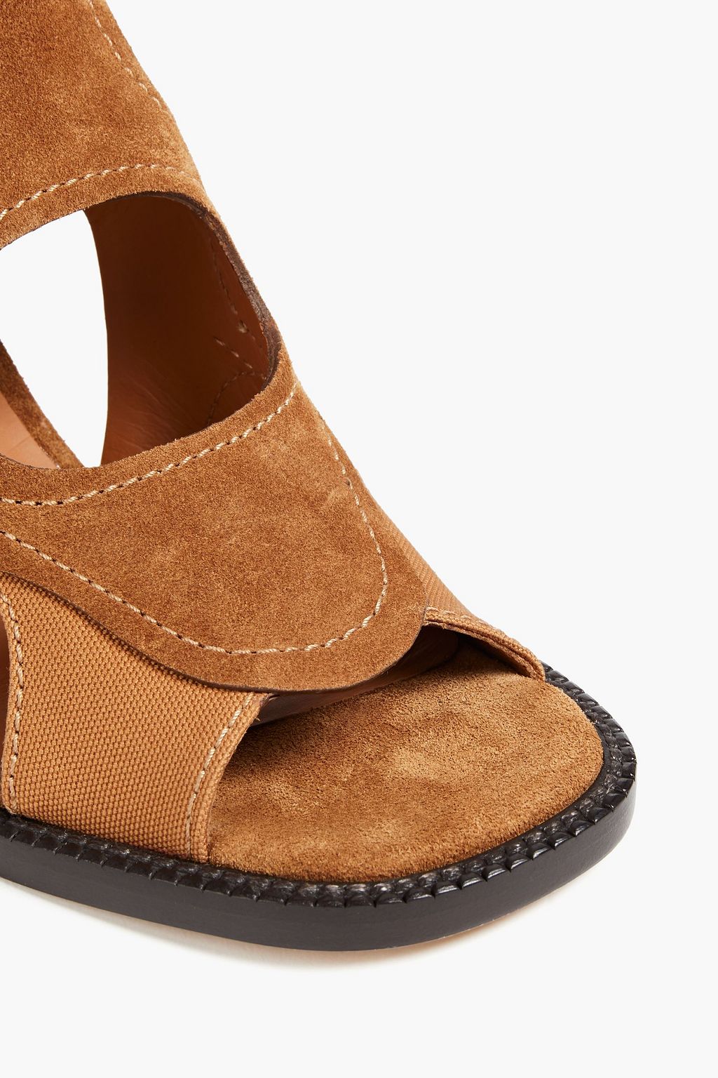 CHLOÉ Cutout leather, suede and canvas sandals