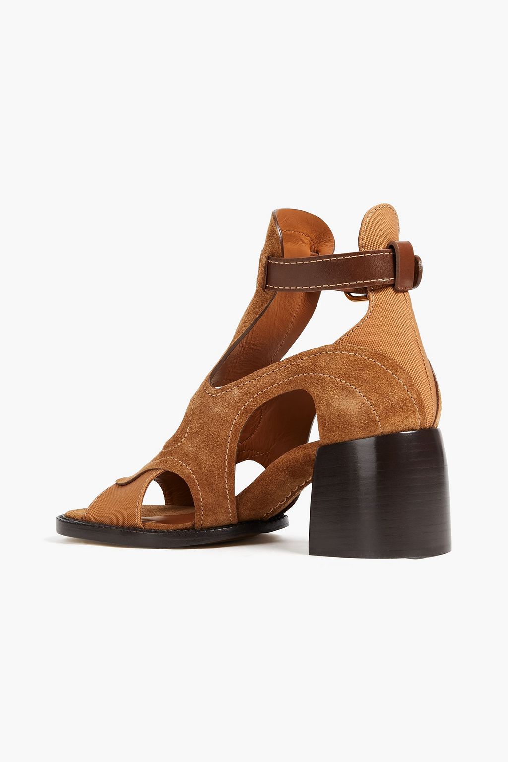 CHLOÉ Cutout leather, suede and canvas sandals