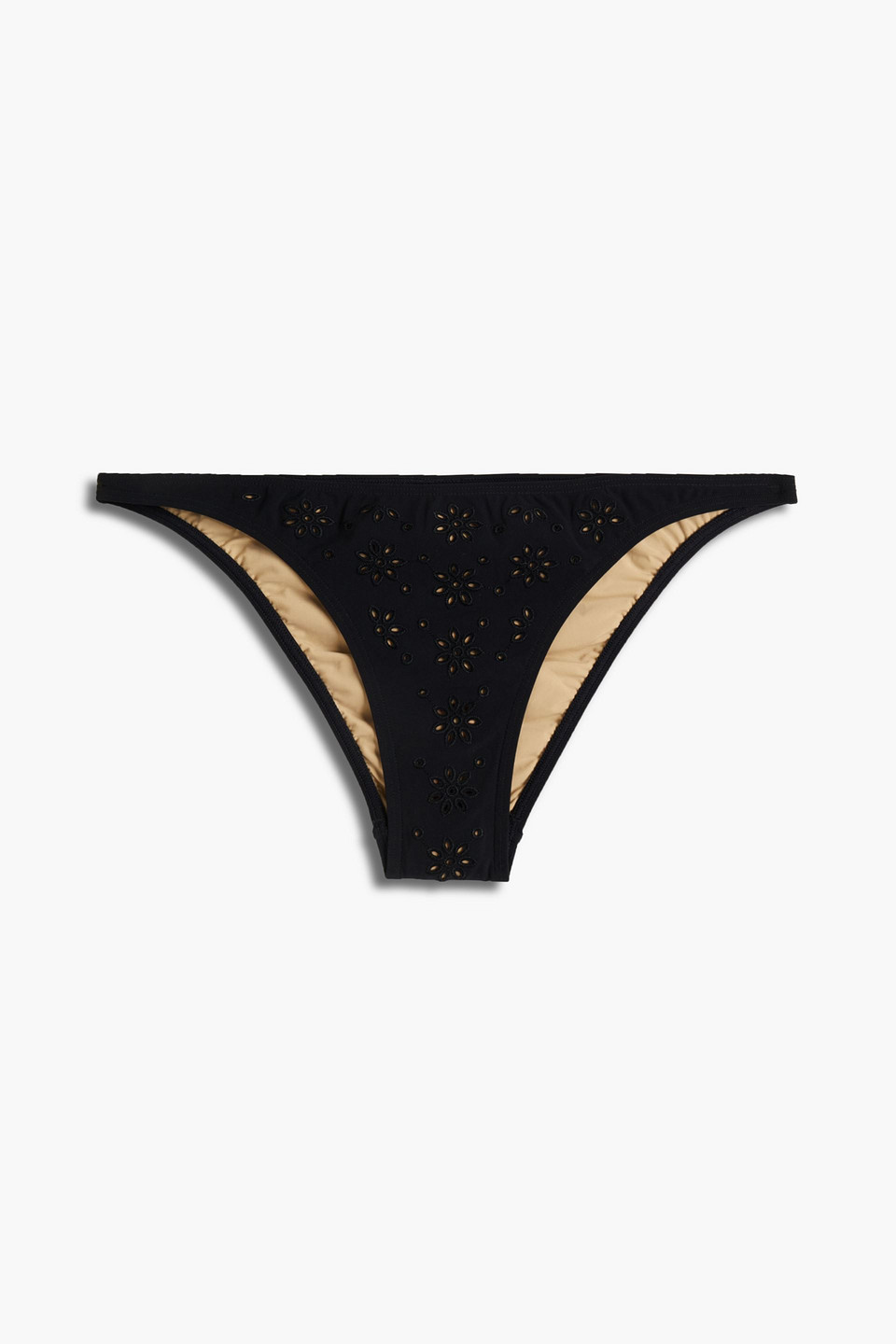 Tory Burch Broderie Anglaise Mid-rise Bikini Briefs In Black