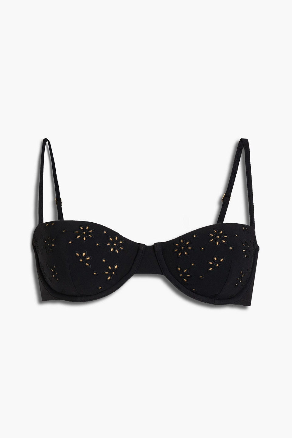 Tory Burch Broderie Anglaise Bikini Top In Black