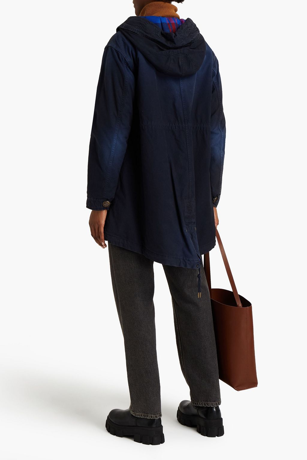 MR & MRS ITALY Leather-trimmed cotton-canvas hooded parka