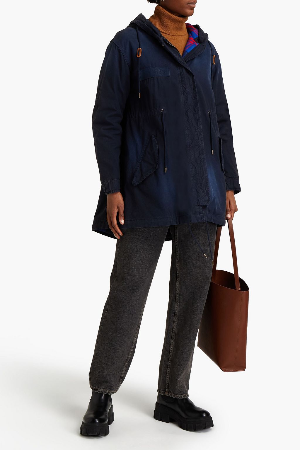 MR & MRS ITALY Leather-trimmed cotton-canvas hooded parka