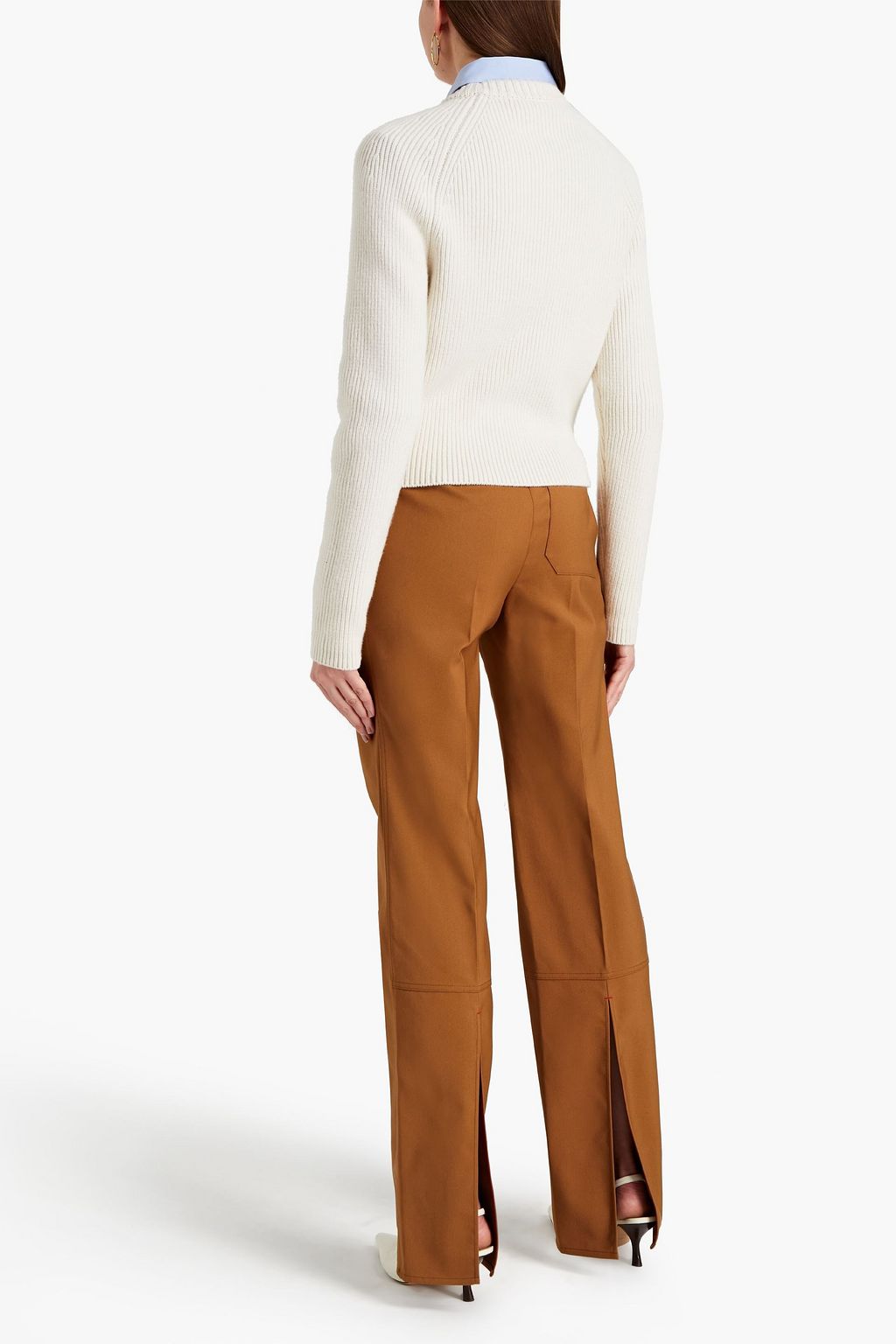 VICTORIA BECKHAM Cotton-blend grain de poudre flared pants