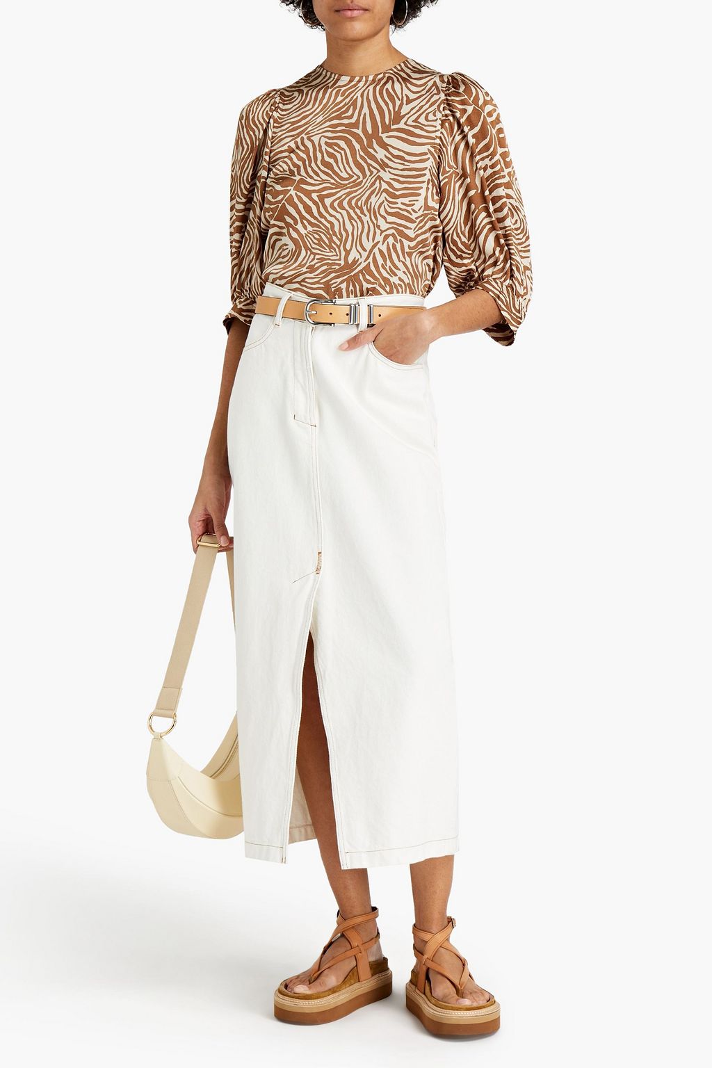 SAMSØE Φ SAMSØE Zebra-print hammered-satin top