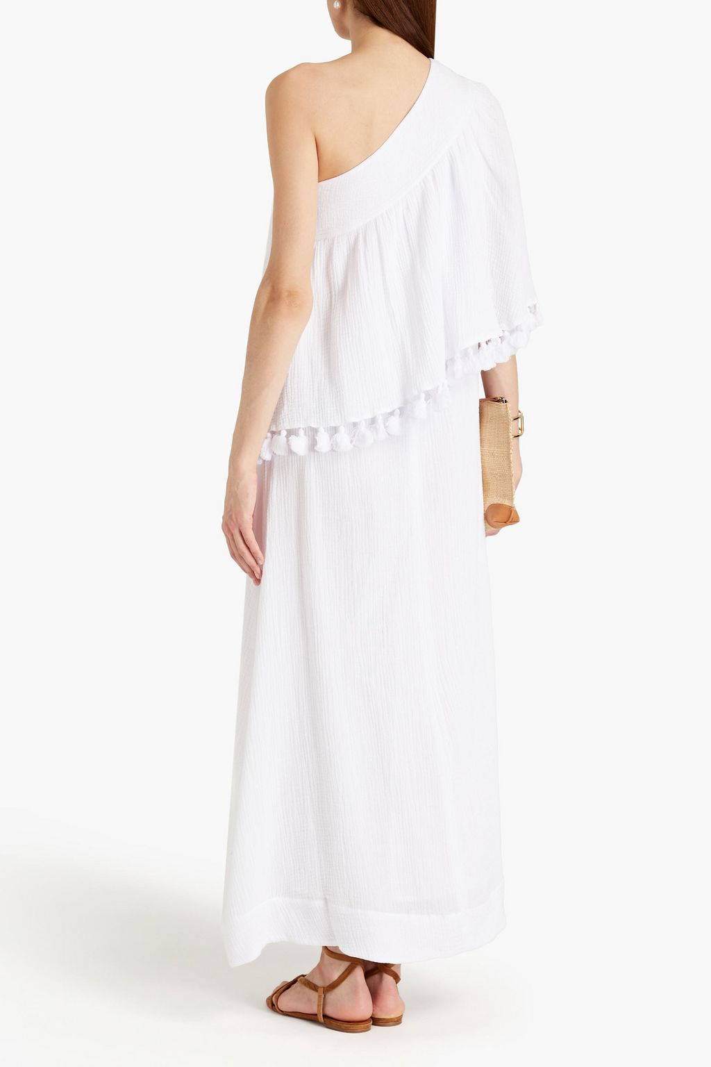 RODEBJER Aicha one-shoulder tasseled cotton-gauze maxi dress