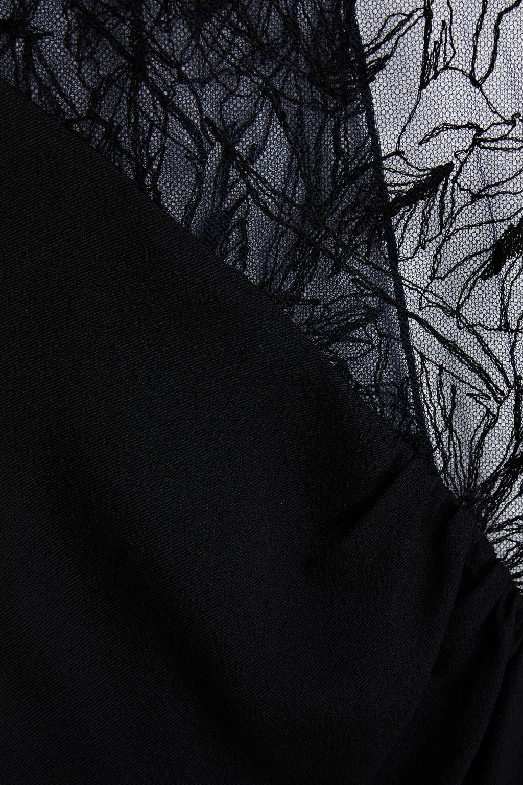 ROBERTO CAVALLI Embroidered tulle-paneled silk-blend crepe mini dress