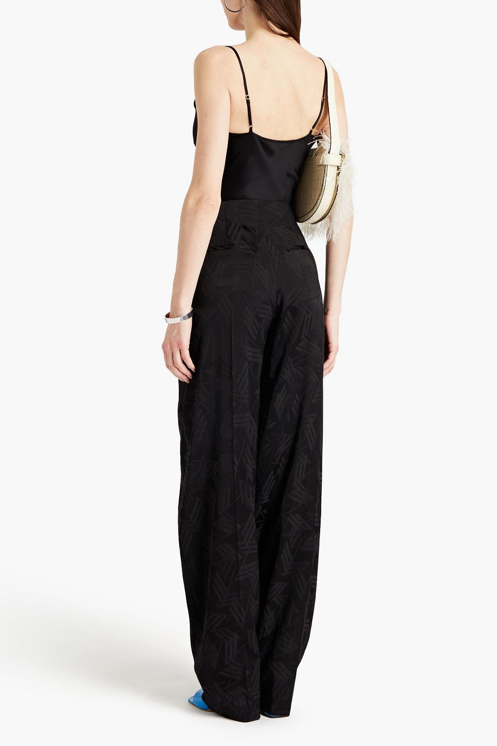 THE ATTICO Satin-jacquard straight-leg pants