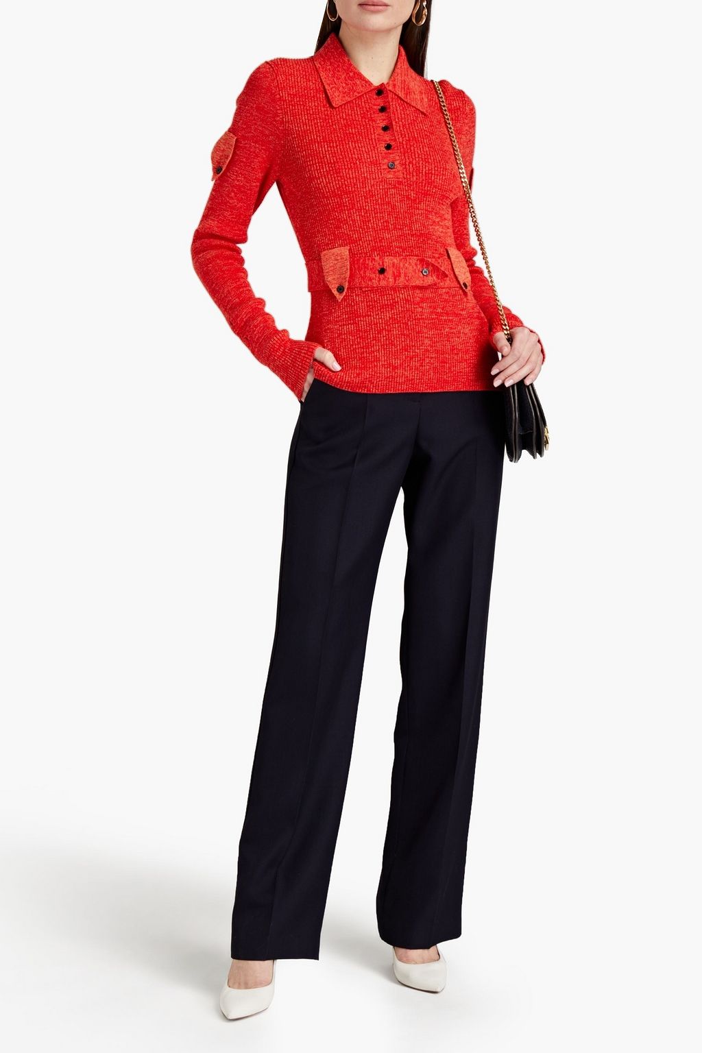 VICTORIA BECKHAM Ribbed cotton polo sweater