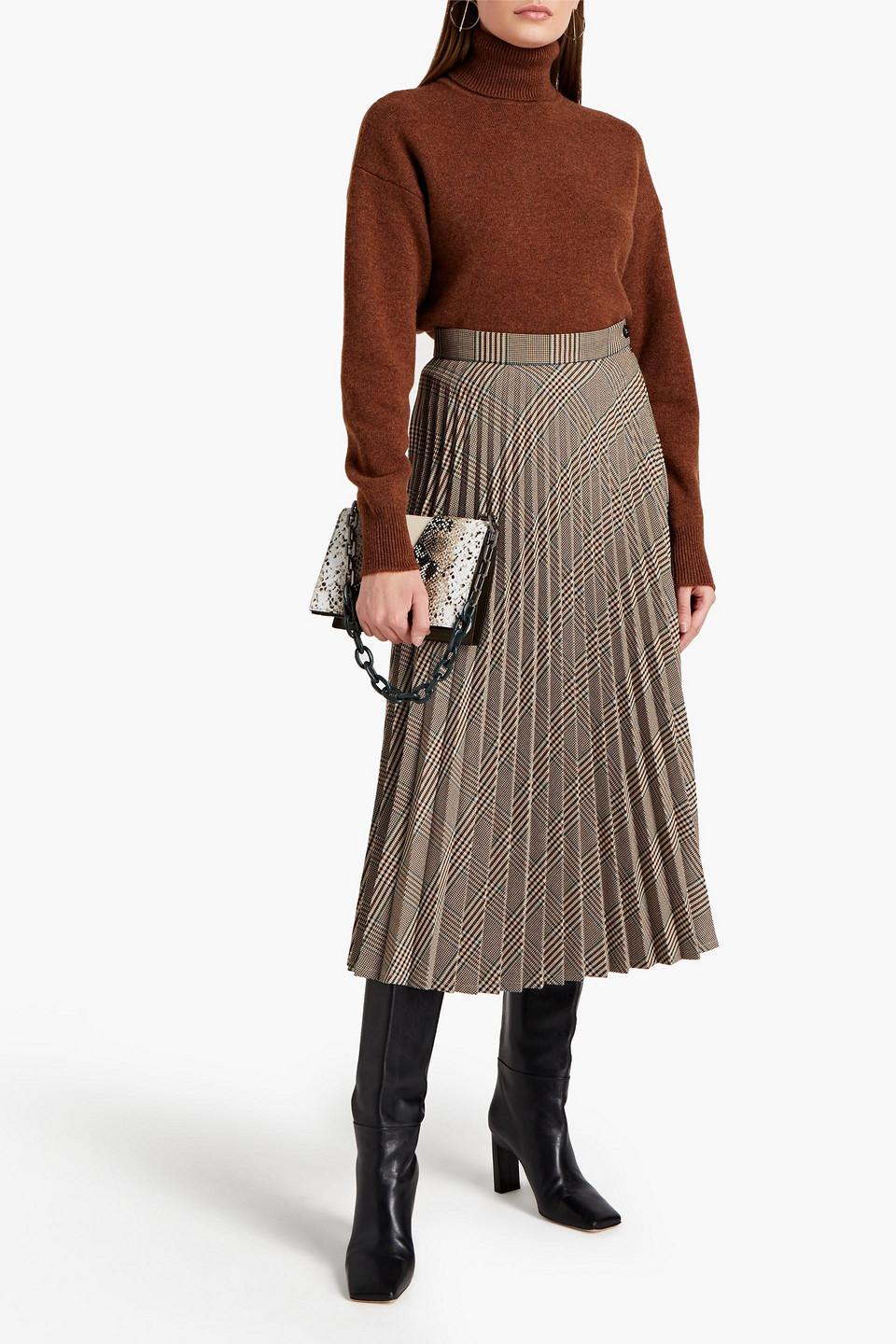 Victoria Beckham Cashmere-blend Turtleneck Jumper In Brown