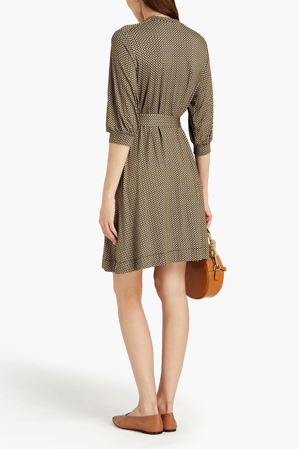 A.P.C. Belted printed jersey mini dress