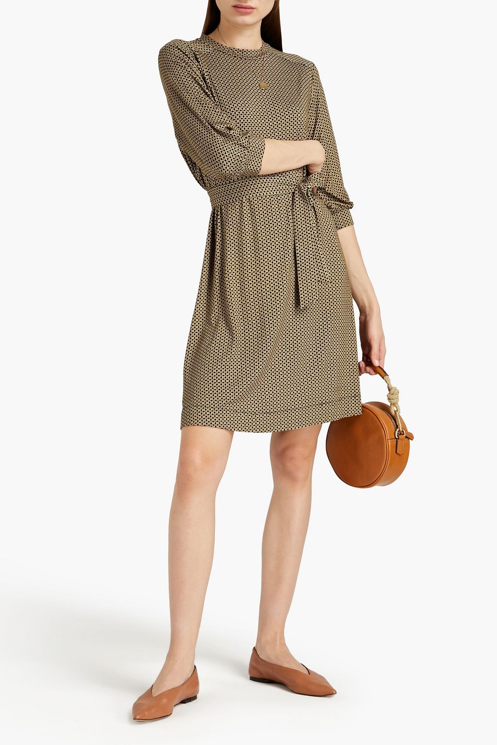 A.P.C. Belted printed jersey mini dress