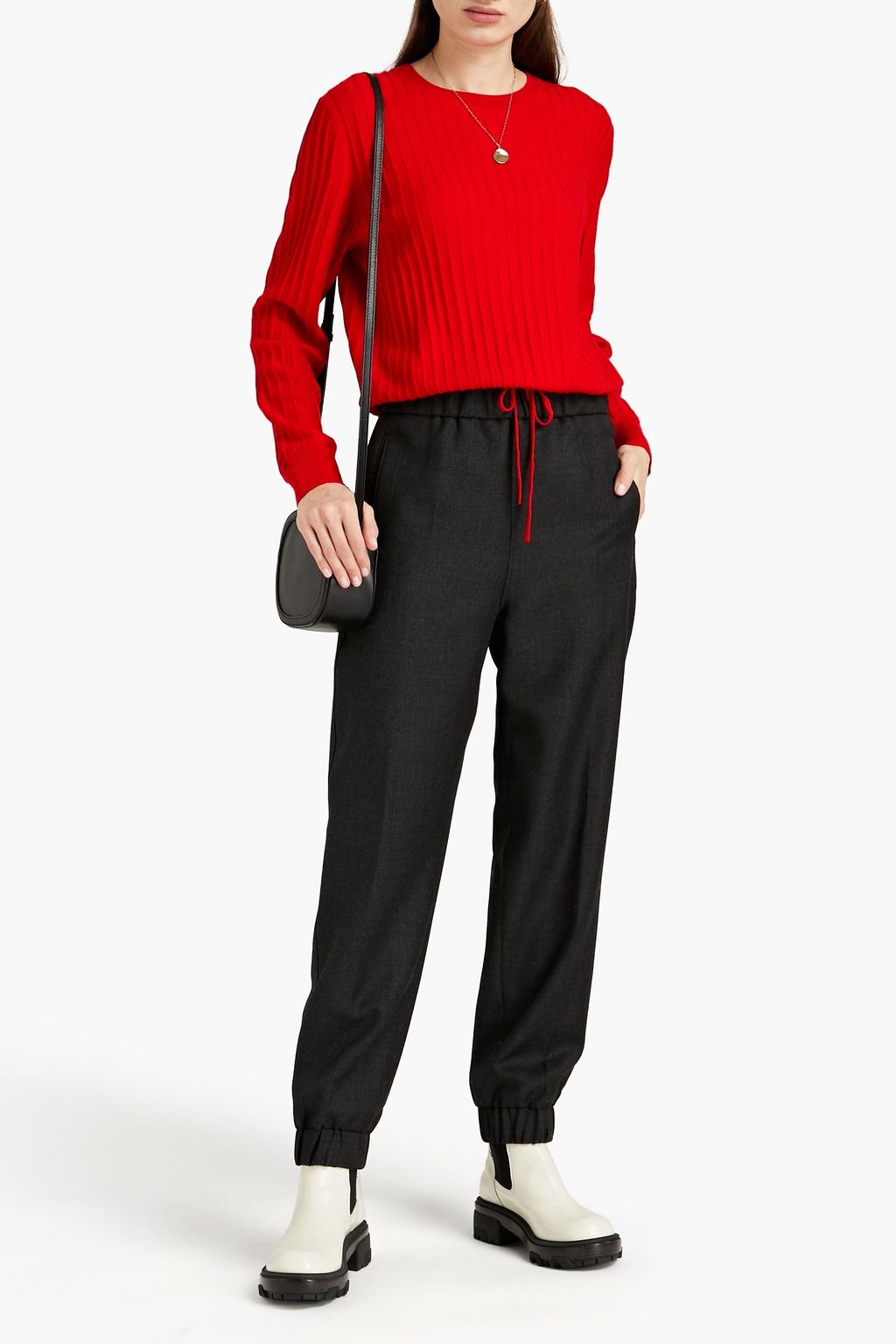 A.P.C. Gathered ribbed merino wool sweater