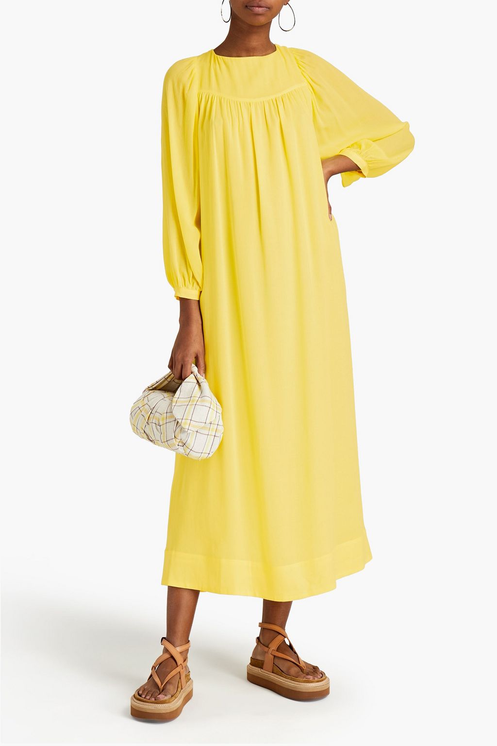 RODEBJER Gathered modal-crepe midi dress