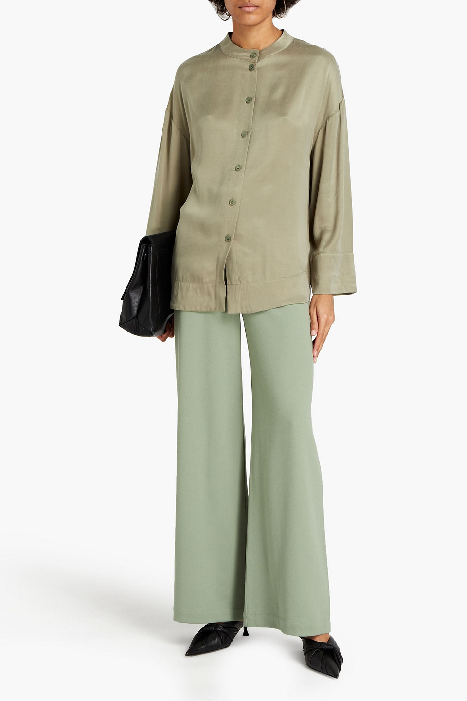 Rodebjer Washed Cupro-blend Blouse In Sage Green